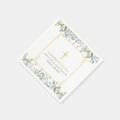 Serviette En Papier Croix dorée Fleurie Première Sainte Communion (Coin)