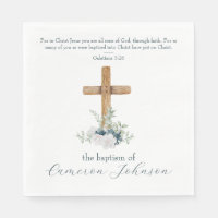 Croix du bois Verse Bible Baptême Bleu et Blanc