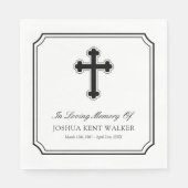 Serviette En Papier Croix Élégante En Mémoire Amoureuse Funérailles (Devant)
