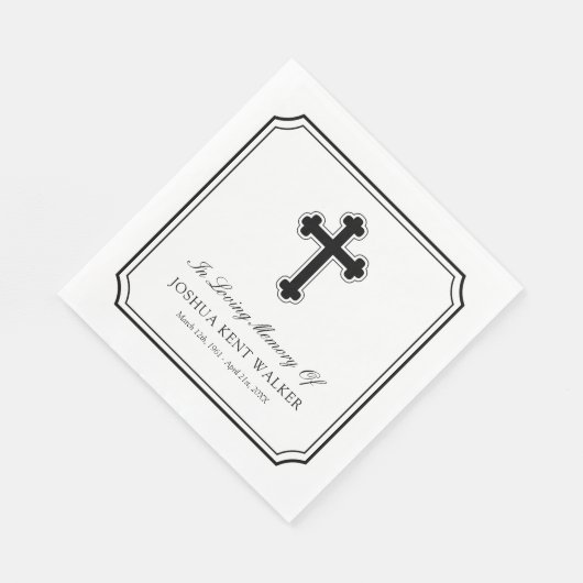 Serviette En Papier Croix Élégante En Mémoire Amoureuse Funérailles (Coin)