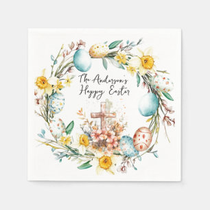 Serviette En Papier Croix et Pâques florales