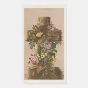 Serviette En Papier Croix florale rustique vintage, carte de Pâques,