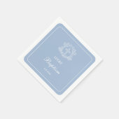 Serviette En Papier Croix florale simple sur Baptême bleu clair (Coin)