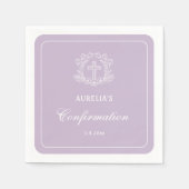 Serviette En Papier Croix florale simple sur Lilac Confirmation (Devant)