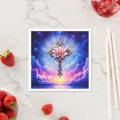 Serviette En Papier Croix Lotus Céleste (En situation)