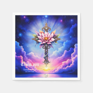 Serviette En Papier Croix Lotus Céleste
