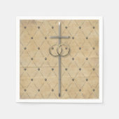 Serviette En Papier Croix Mariage chrétienne et anneaux serviettes (Devant)