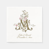 Serviette En Papier Croix mariale catholique avec Mariage rose (Devant)