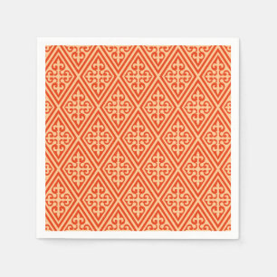 Serviette En Papier Croix médiévale Damask - Coral Orange and Peach