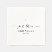 Serviette En Papier Croix minimaliste Baptême personnalisé (Devant)