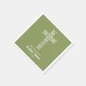 Serviette En Papier Croix | Moss Green Communion Baptism Christening (Coin)
