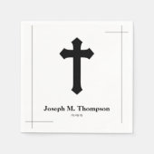 Serviette En Papier Croix Noire Simple Moderne Première Communion Sain (Devant)