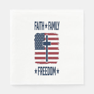 Serviette En Papier Croix Patriotique Foi Famille Liberté Drapeau USA