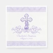 Serviette En Papier Croix pourpre Damask Filles Baptême Communion Napk (Devant)