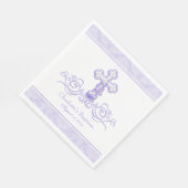 Serviette En Papier Croix pourpre Damask Filles Baptême Communion Napk (Coin)