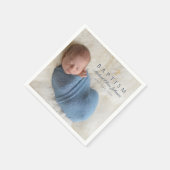 Serviette En Papier Croix religieuse bleu moderne Boy Baptism Photo (Coin)