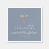 Serviette En Papier Croix Religieuse Bleue Dusty Boy Première Communio (Devant)