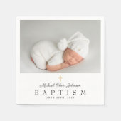 Serviette En Papier Croix religieuse élégante Photo Baptême (Devant)