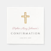 Serviette En Papier Croix Religieuse Moderne Fille Confirmation  (Devant)