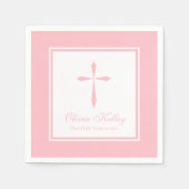 Serviette En Papier Croix religieuse moderne, rose (Devant)