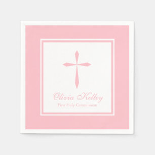 Serviette En Papier Croix religieuse moderne, rose