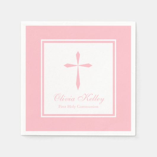 Serviette En Papier Croix religieuse moderne, rose (Devant)