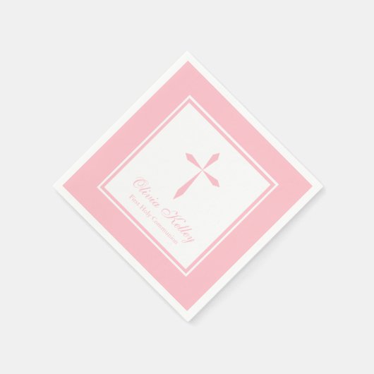 Serviette En Papier Croix religieuse moderne, rose (Coin)
