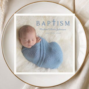 Serviette En Papier Croix Religieuse Photo Moderne Garçon Baptême