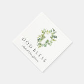 Serviette En Papier Croix religieuse Vert Botanique Dieu béni Baptême (Coin)