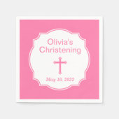 Serviette En Papier Croix rose Baby Girl Baptism Christening (Devant)