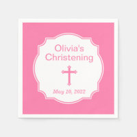 Croix rose Baby Girl Baptism Christening