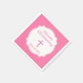 Serviette En Papier Croix rose Baby Girl Baptism Christening (Coin)