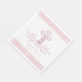 Serviette En Papier Croix rose Damask Filles Baptême Communion serviet (Coin)