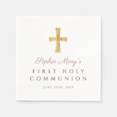 Serviette En Papier Croix rose Fille religieuse Première Communion sai (Devant)