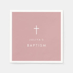 Serviette En Papier Croix rose poussiéreuse Baptême 