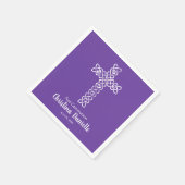 Serviette En Papier Croix royale pourpre | Baptême Communion (Coin)