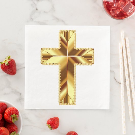 SERVIETTE EN PAPIER CROIX SAINTE EN OR (En situation)