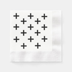 Serviette En Papier Croix suisse blanche et noire moderne