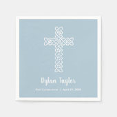 Serviette En Papier Croix sur acier bleu religieux (Devant)