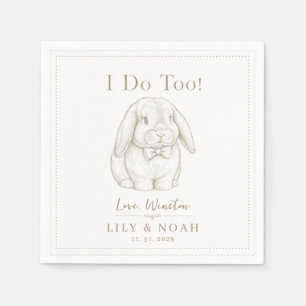 Serviette En Papier Croquis de cadeau de mariage de lapin personnalisé
