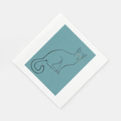 Serviette En Papier Croquis de chat élégant (Coin)