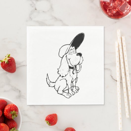 Serviette En Papier Croquis de chien (En situation)