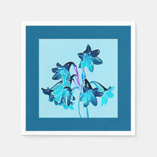 Serviette En Papier Croquis de Daylilies - Cobalt et Sky Blue