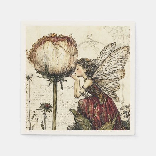 Serviette En Papier Croquis de fleurs Vintages Whimsical (Devant)