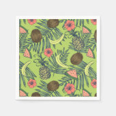 Serviette En Papier Croquis de fruits tropicaux sur Motif vert (Devant)