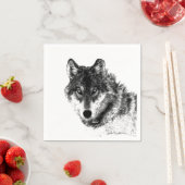 Serviette En Papier Croquis de loup gris (En situation)