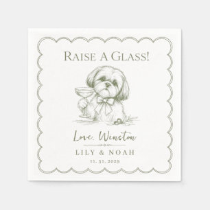 Serviette En Papier Croquis de mariage personnalisé Shih Tzu Minimalis