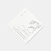 Serviette En Papier Croquis de palmier feuillu mariage noir blanc fait (Coin)