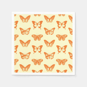 Serviette En Papier Croquis de papillon, jaune et orange