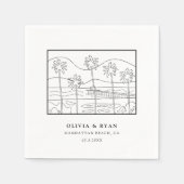 Serviette En Papier Croquis de plage Mariage papier Cocktail Napkin (Devant)